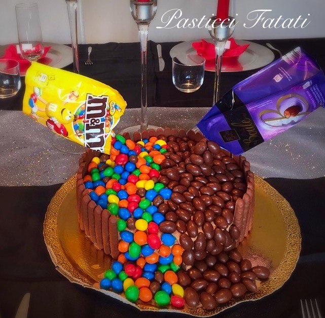 graviti cake con m&M's