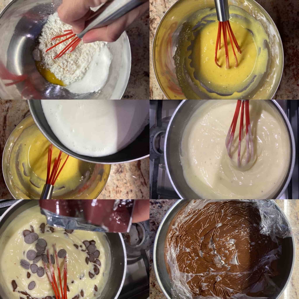 fasi per preparare la crema pasticcera al cioccolato
