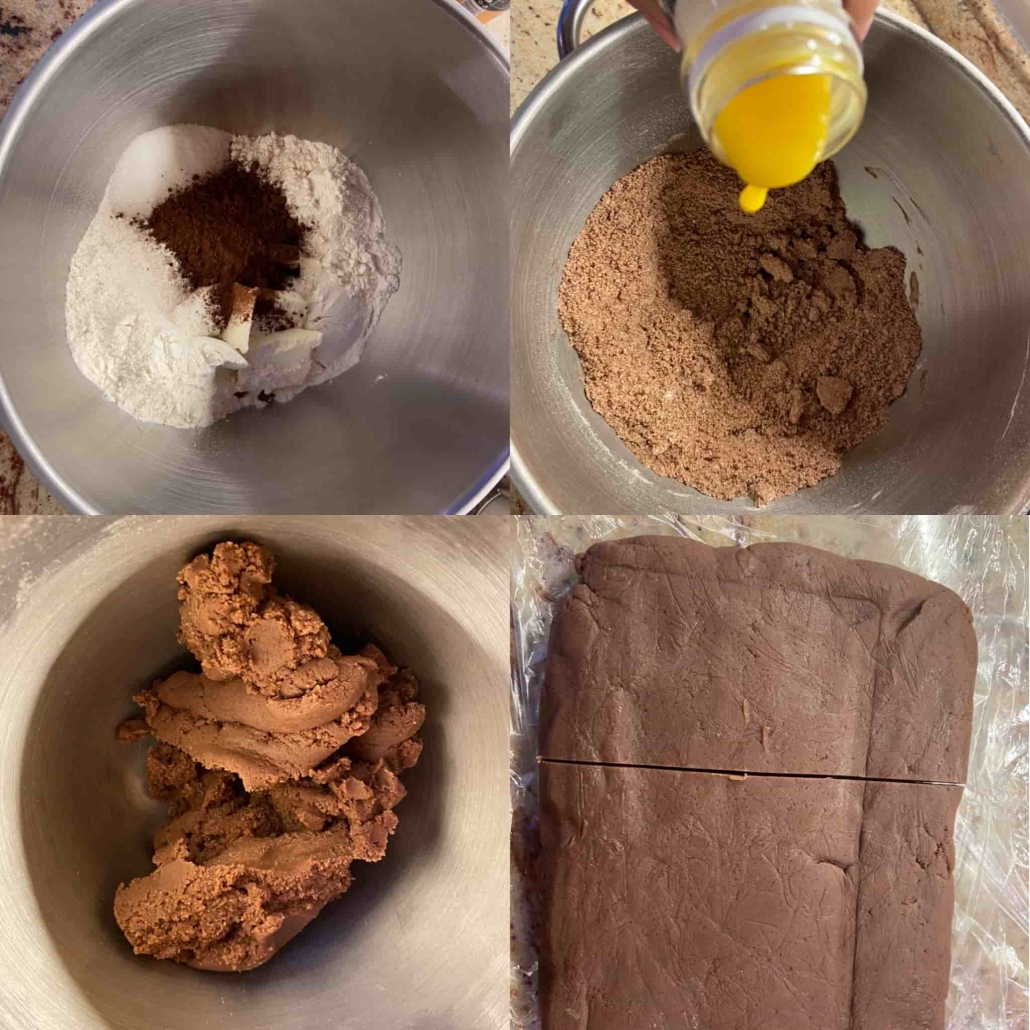 fasi per preparare la frolla sablè al cacao pre la crostata pere e cioccolato