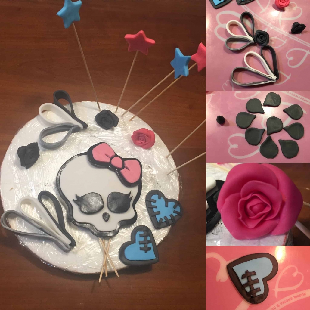 decorazioni in pdz per la Monster high's cake