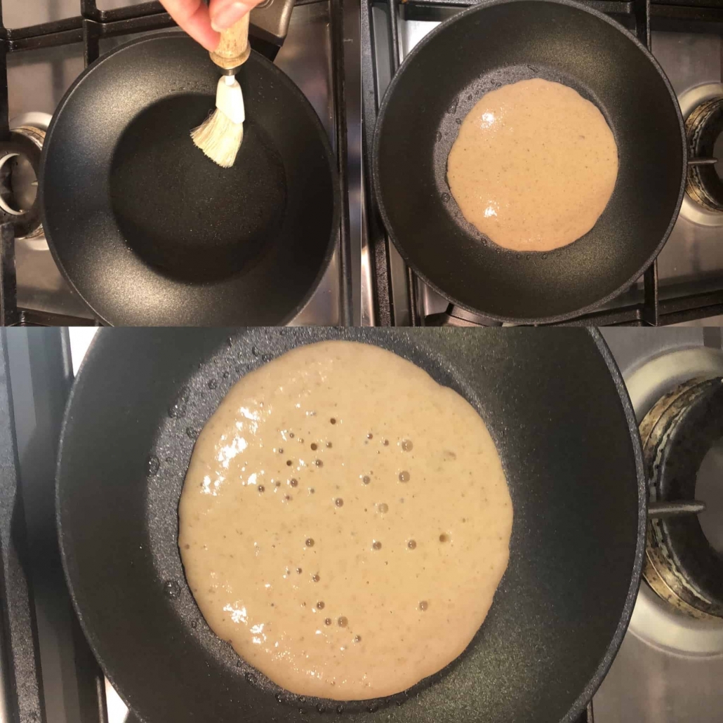fasi cottura pancakes all'avena