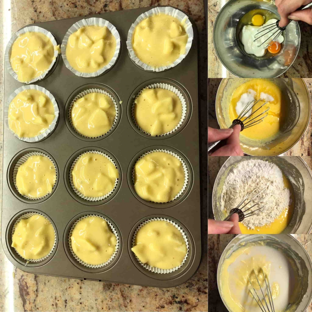 fasi per preparare i muffin mela e yogurt