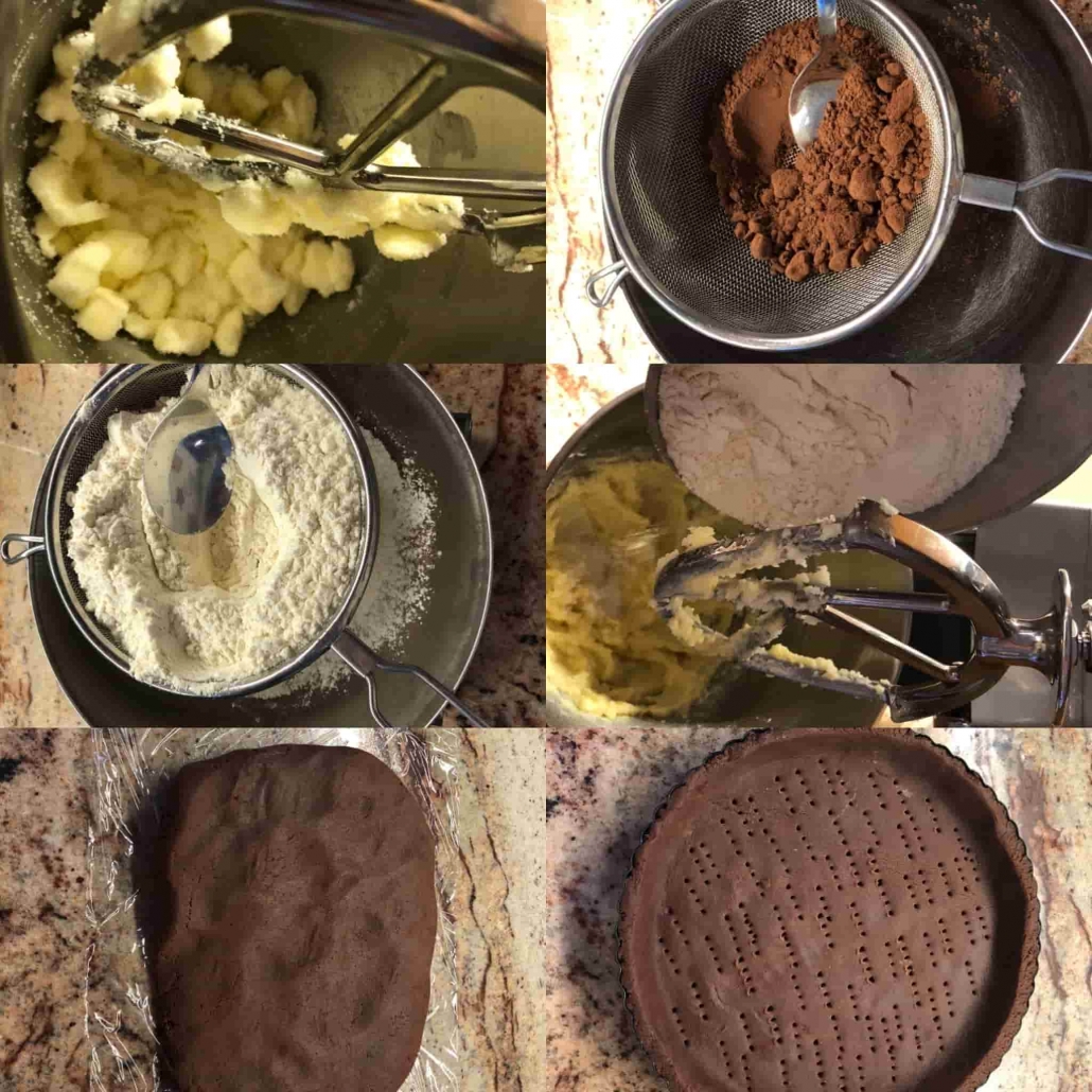 preparare il guscio di frolla al cacao per il guscio della torta Giulio