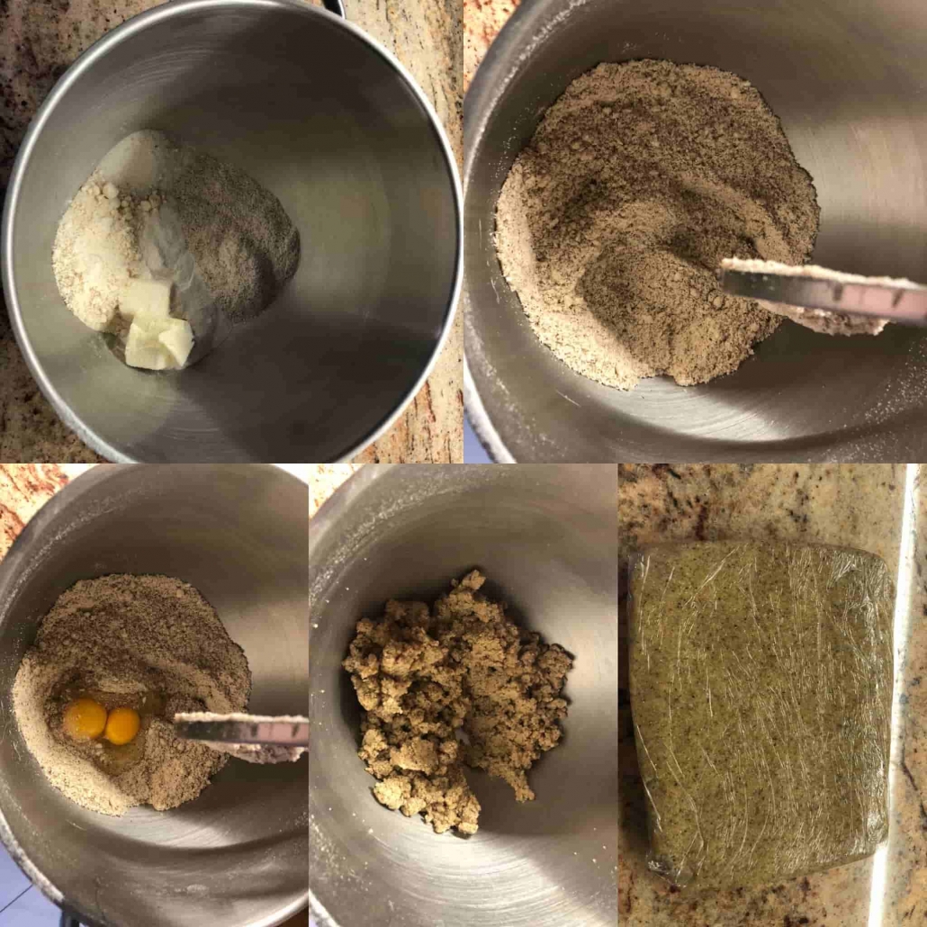 fasi per preparare la frolla di grano saraceno e mandorle