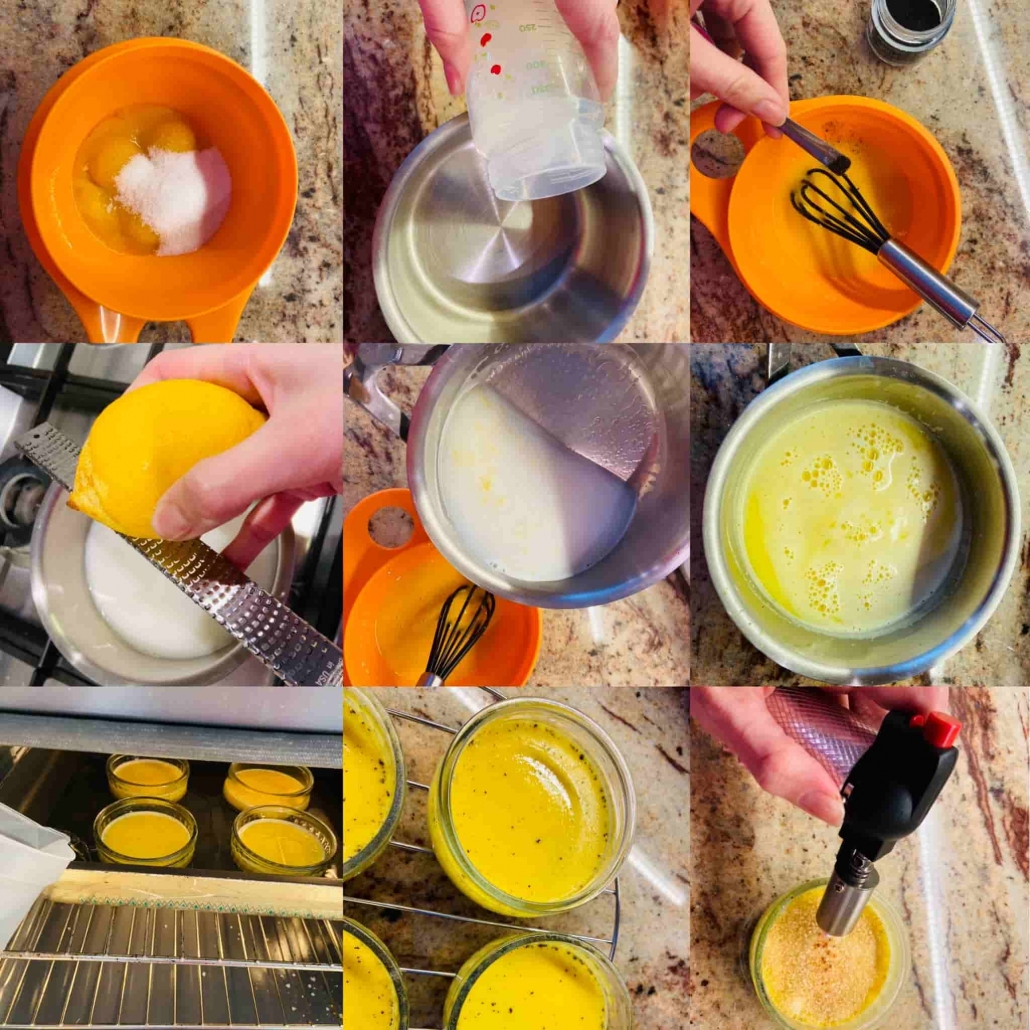 fasi per preparare la Crème brûlée