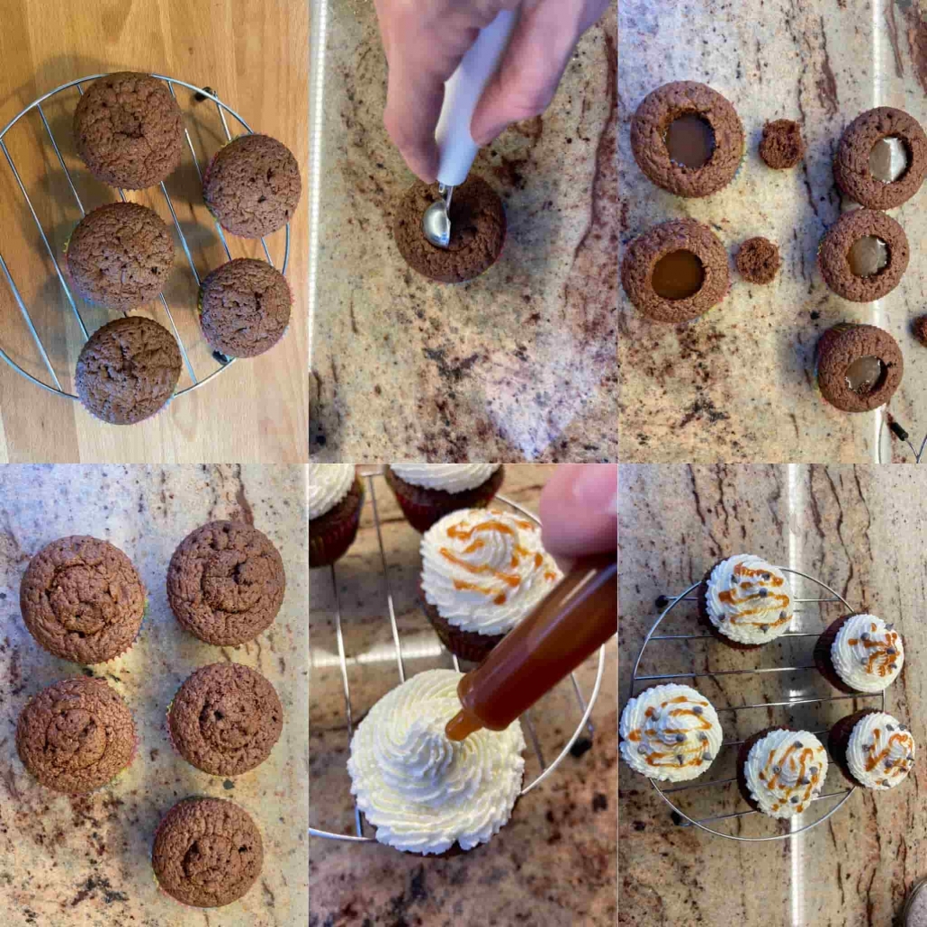 fasi per farcire e decorare i cupcakes senza glutine