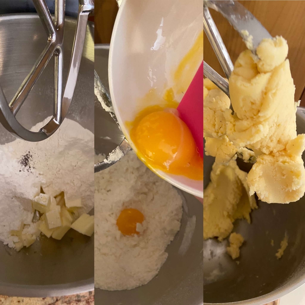fasi per preparare la frolla sablé base per la cream tart