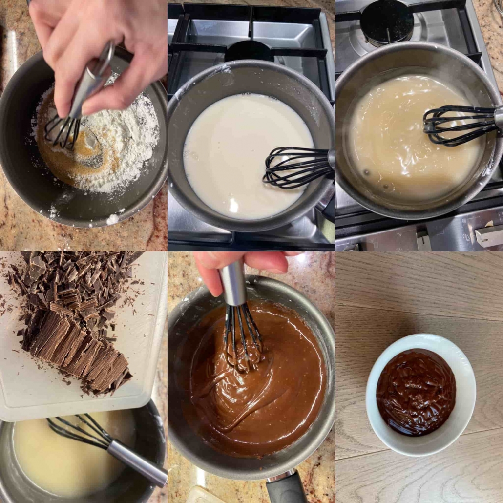 fasi per preparare la crema al cioccolato vegana