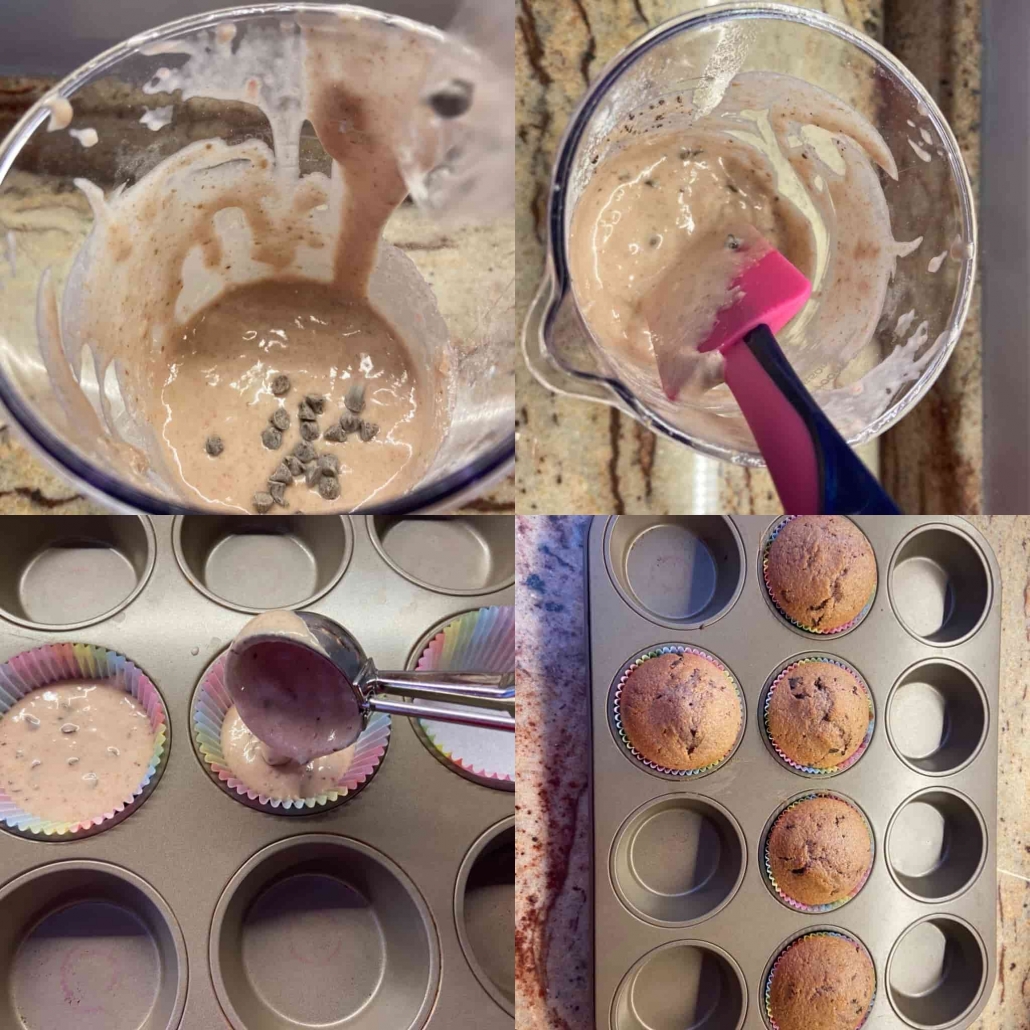 fase 2 per i muffins alla fragola e cioccolato