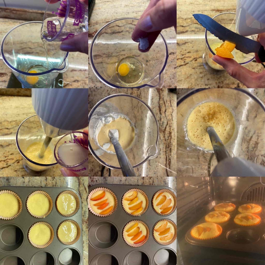 fasi per preparare i muffins all'albicocca