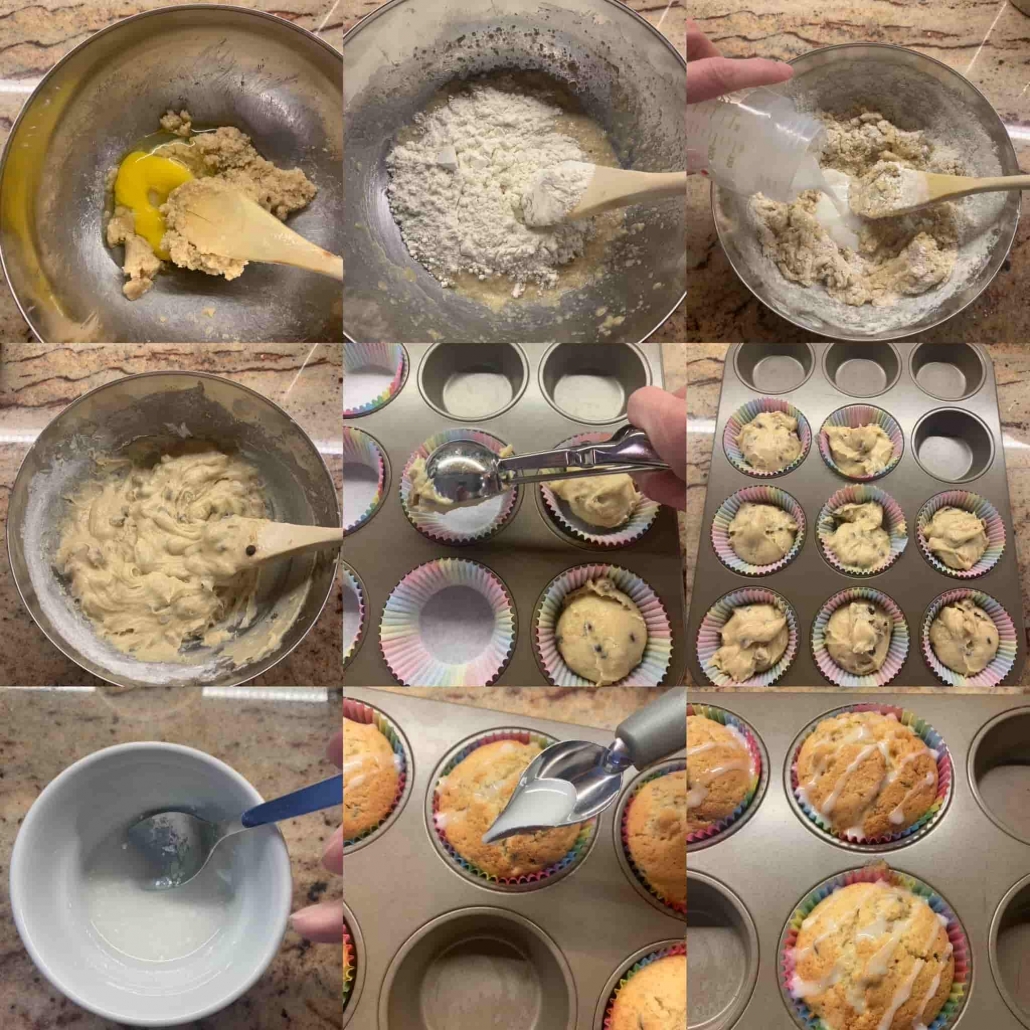 fasi per preparare i muffins ai fichi secchi glassati