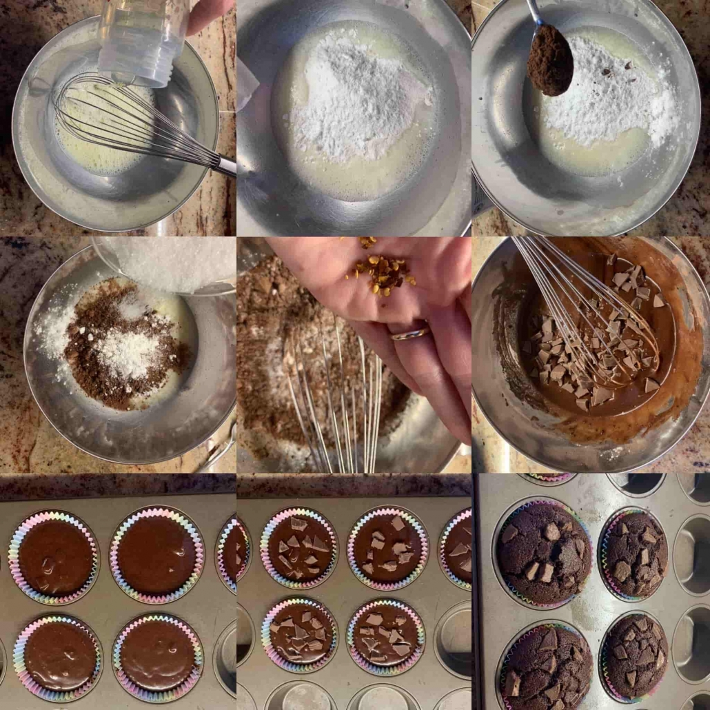 fasi per i muffins supercioccolatosi