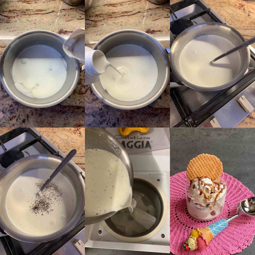 fasi per preparare il gelato al fior di latte