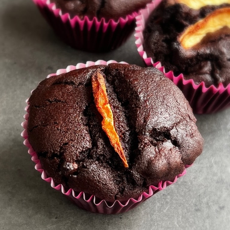 Chocolate and apple muffins, vegan and gluten free