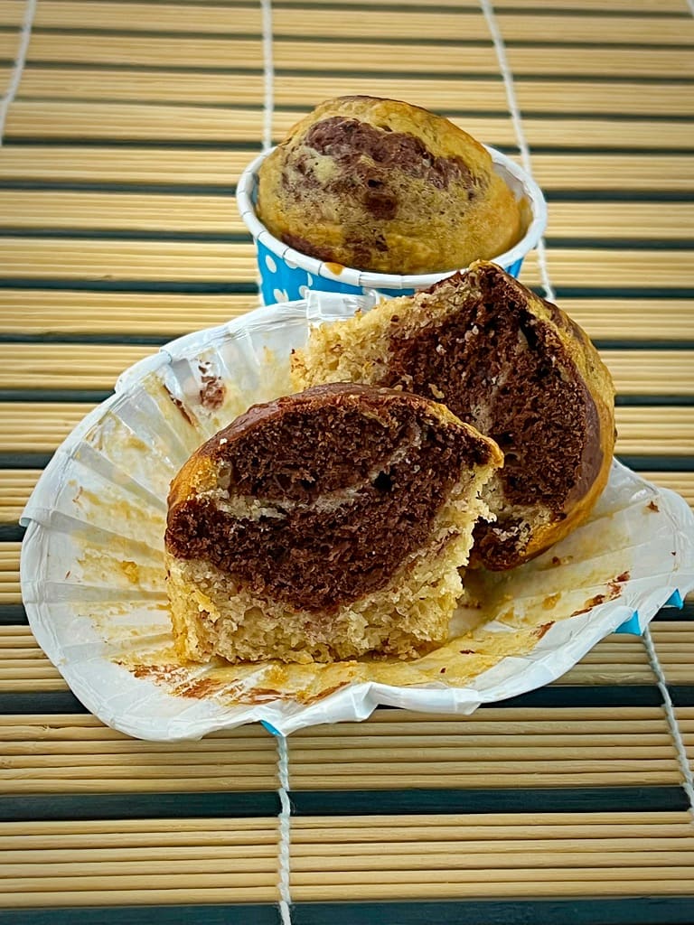 muffins vegan bicolore alla banana