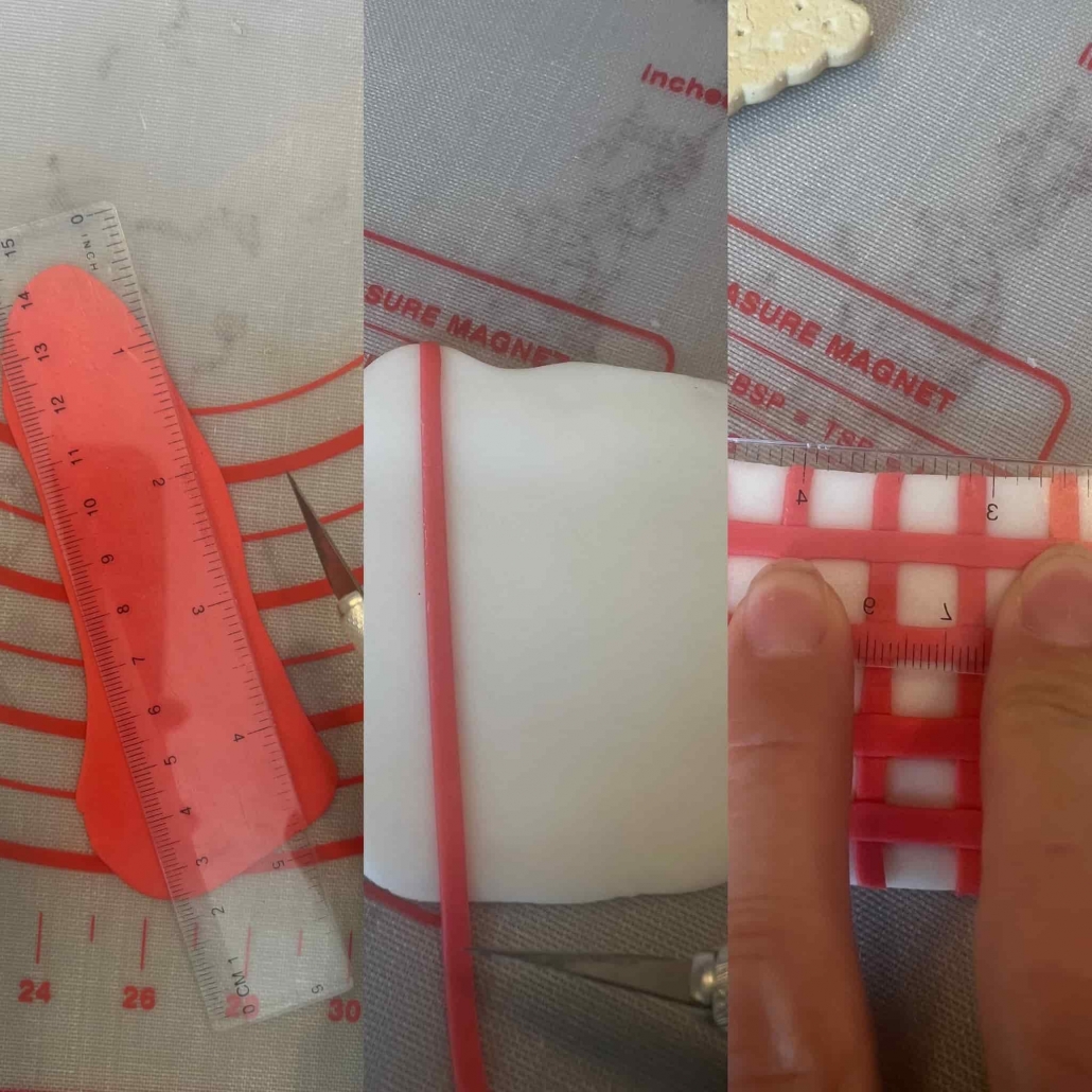 preparazione della tovaglia a quadri su cui appoggiare il piatto di carbonara