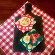 decorazioni a tema carbonara per biscotti e cupcakes