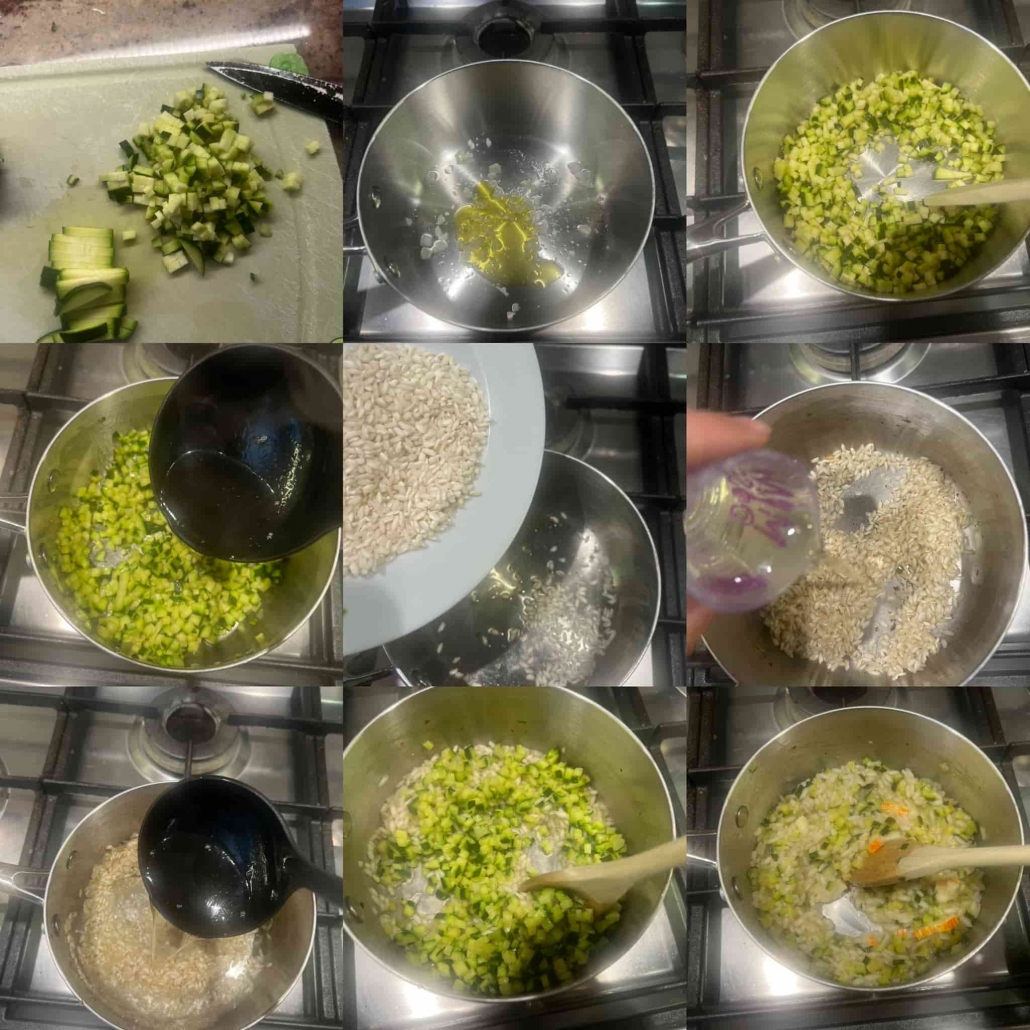 fasi per preparare il risotto alle zucchine