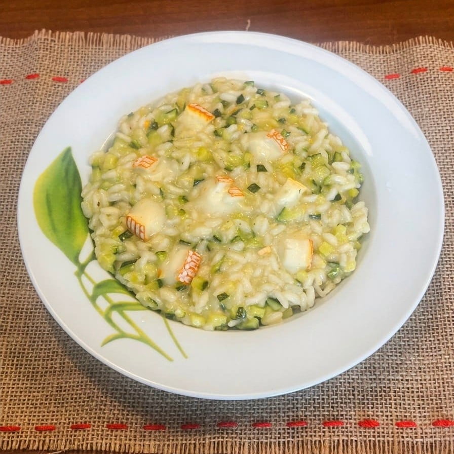 risotto alle zucchine e rosso della langa