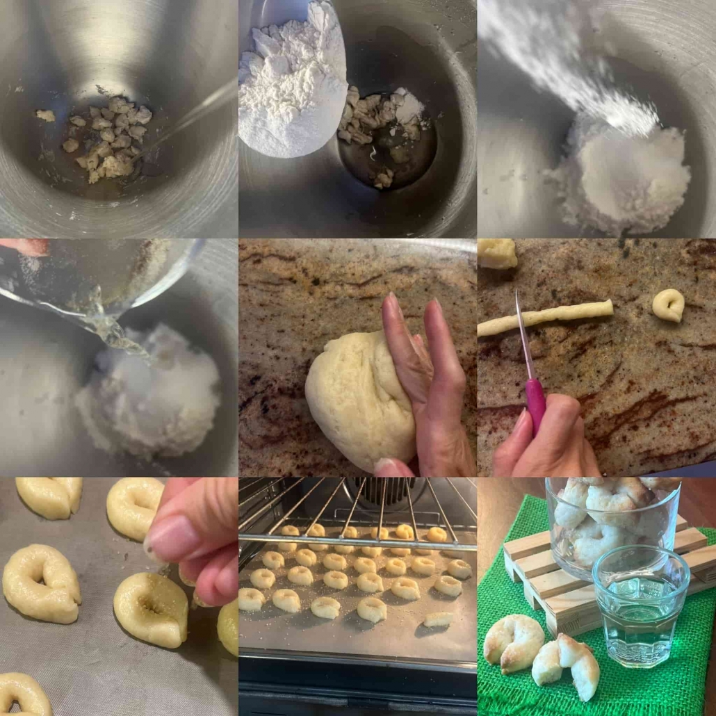 fasi per preparare i taralli dolci al vino bianco con esubero di lievito madre