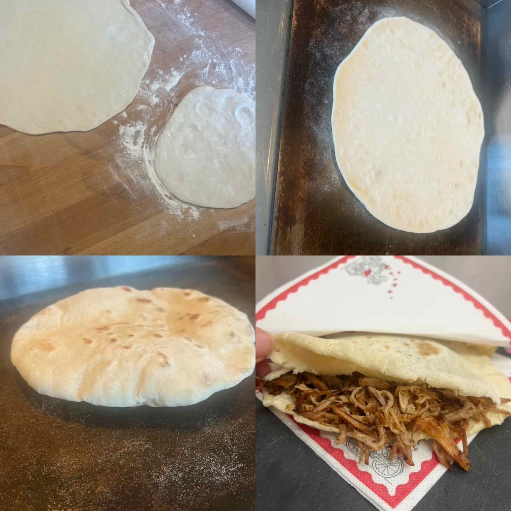 pane pita in cottura