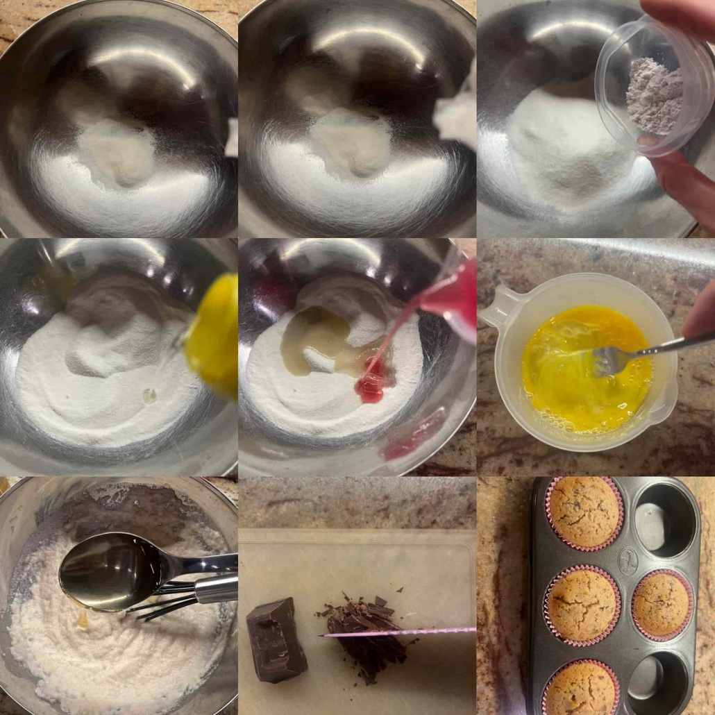 fasi per i muffins alla melagrana